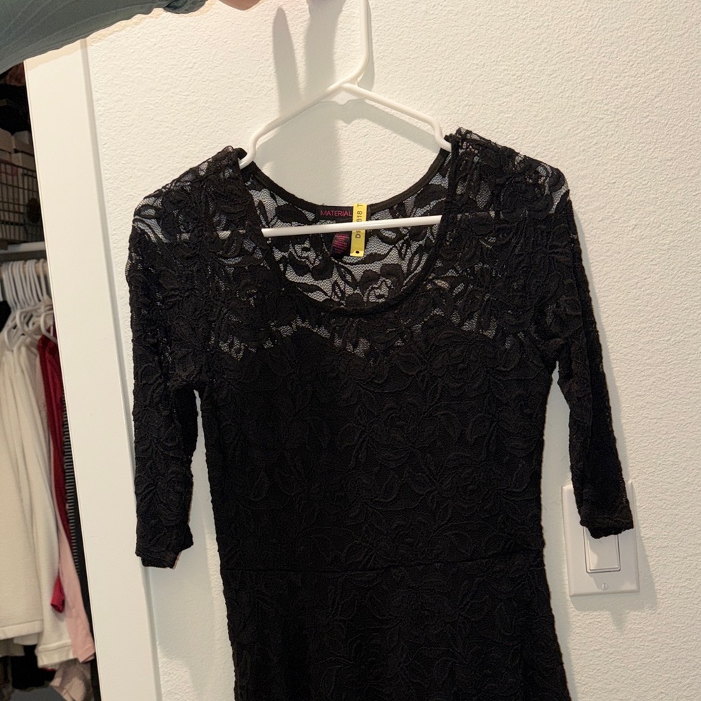 Material Girl Black Lace Long Sleeve Dress